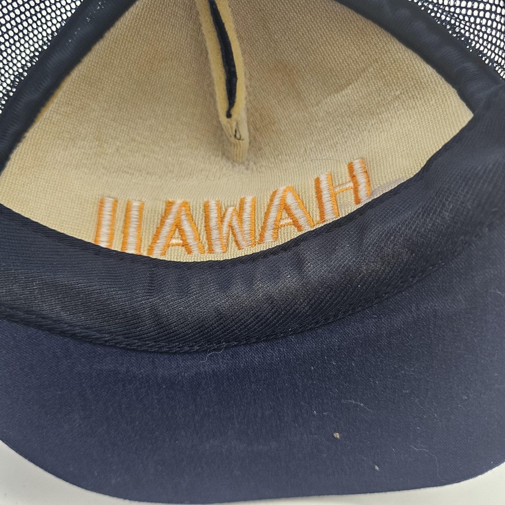Vintage Hawaii Hat Cap Snap Back Mens One Size Blue Mesh Trucker Embroidered - Picture 7 of 8